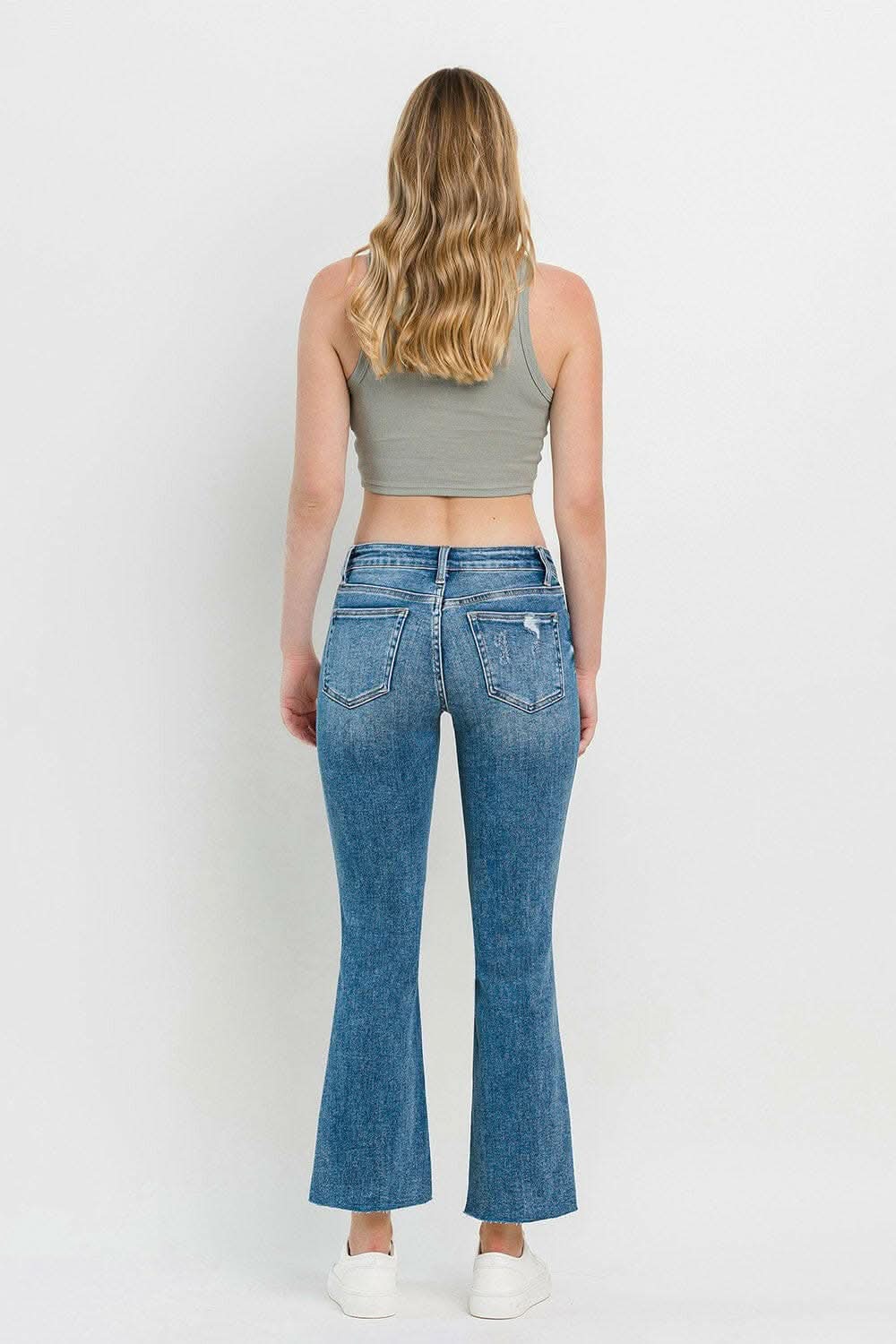Vervet by Flying Monkey Full Size Mid Rise Distressed Cropped Flare Jeans - Love Salve